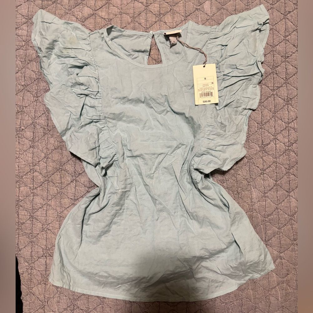 a new day Light Blue Ruffle Sleeve Blouse
